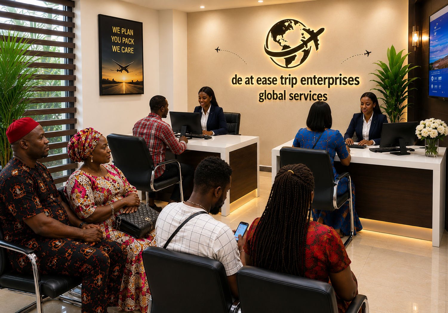 Inside the De At Ease Trip Global Services office in Nkwelle Ezunaka, Anambra State
